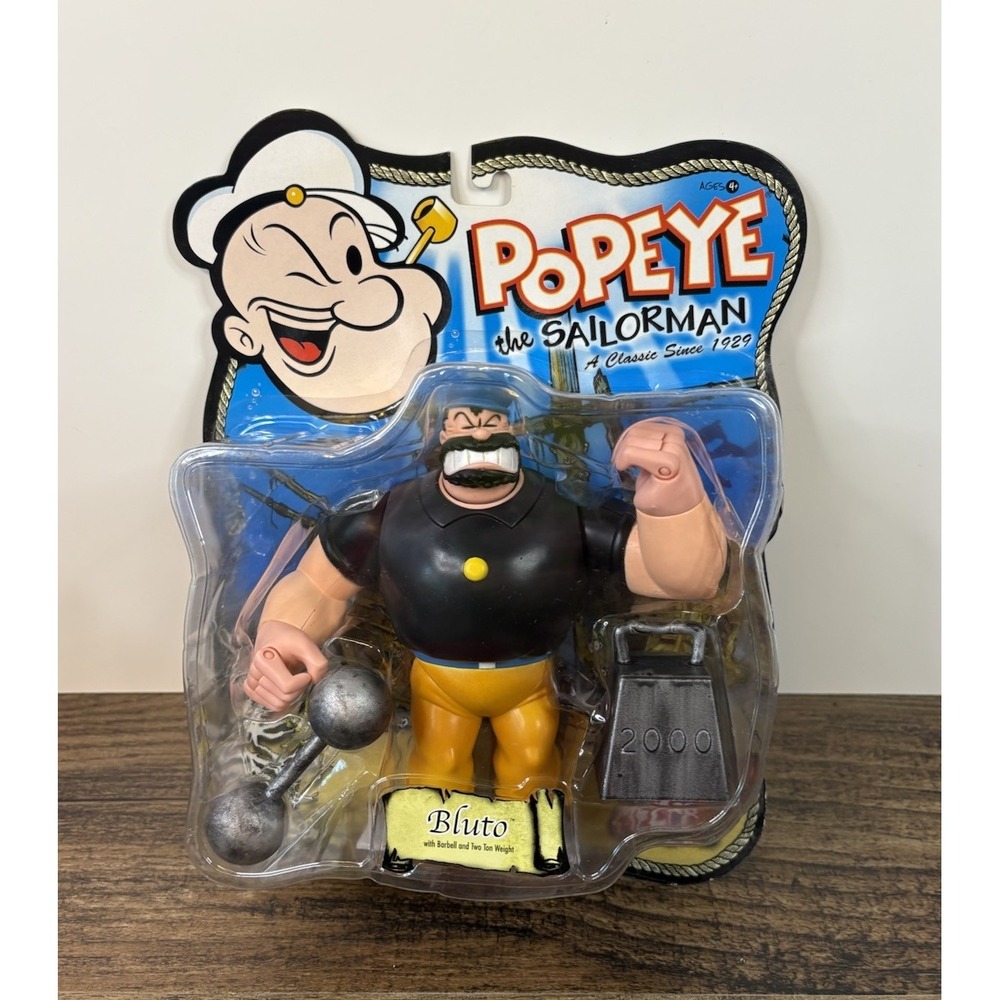 Mezco Popeye Bluto w Barbell and Two Ton Weights 5" Action Figure 2001 NIB